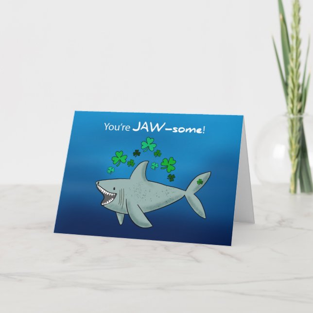 St patricks day Shark with Shamrocks Kort (Framsida)
