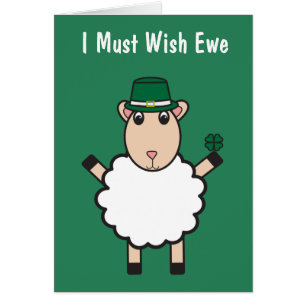 St. Patrick's Day Sheep Wish Ewe Funny Personalize OBS Kort