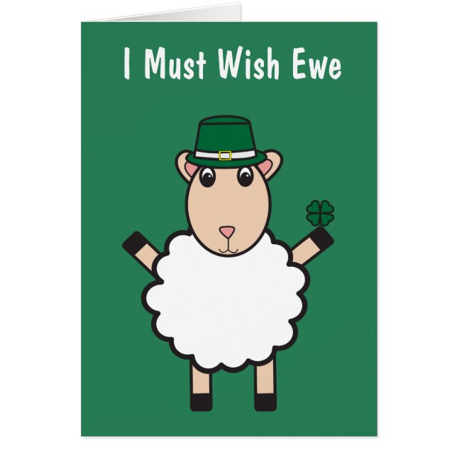 St. Patrick's Day Sheep Wish Ewe Funny Personalize OBS Kort (Framsidan)