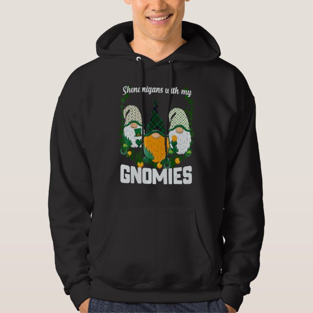 St patrick's day Shenanigans Gnomies Gnome Shamroc Hoodie (Framsida)