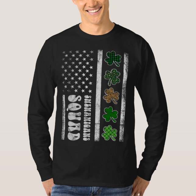 St Patricks Day Shenanigans Squad US flag American T Shirt (Framsida)