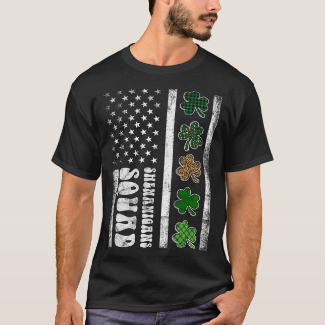 St Patricks Day Shenanigans Squad US flag American T Shirt (Framsida)