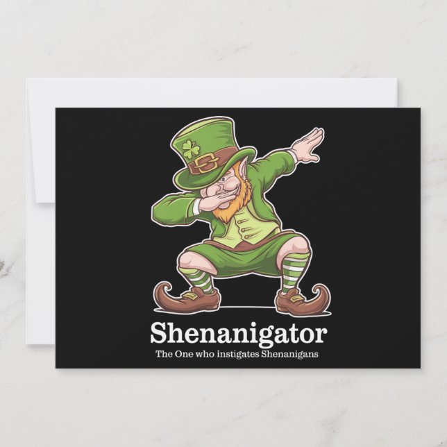St patricks day Shenanigator Dabbing Leprechaun Inbjudningar (Framsida)