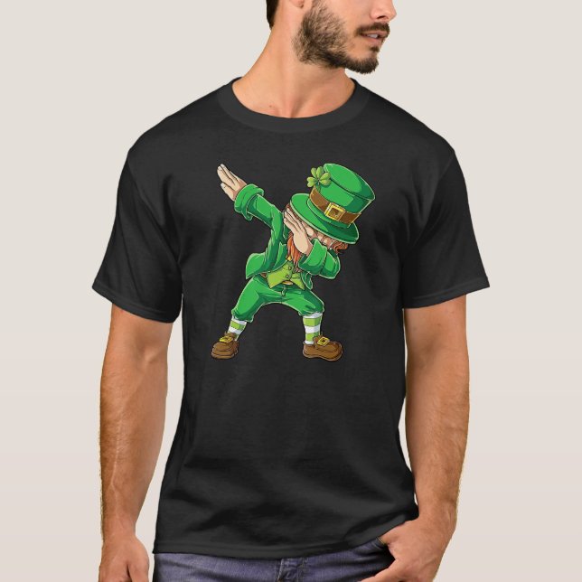 St patricks day Shirt Dabbing Leprechaun Boys Kids T Shirt (Framsida)