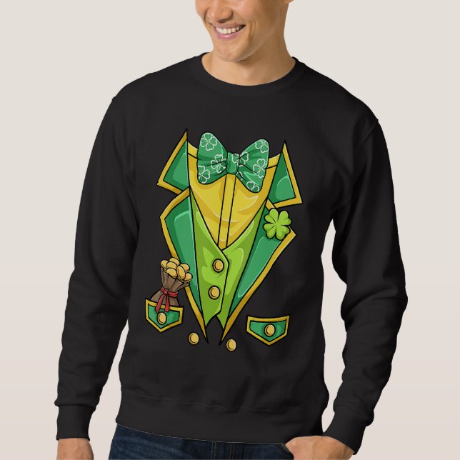 St Patricks Day Shirt Irish Tuxedo Childs Leprecha Lång Ärmad Tröja (Framsida)