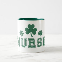 St Patricks Day Sjuksköterska Shamrock Wrap Around Två-Tonad Mugg
