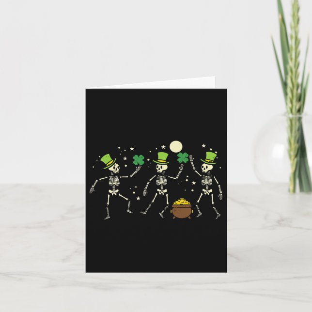 St patricks day Skeleton Dancing Saint Pattys Kids Kort (Framsida)