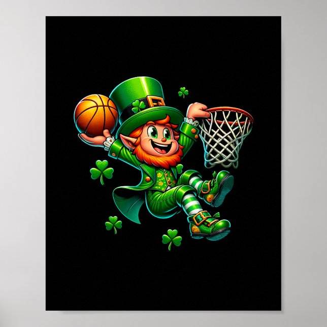 St Patrick's Day Sketll Irish Leprechaun Slam Dunk Poster (Framsidan)