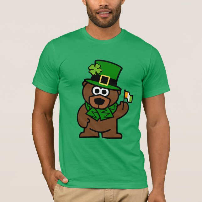 St Patricks Day skjorta | Brun björn med irländsk  Tee (Framsida)