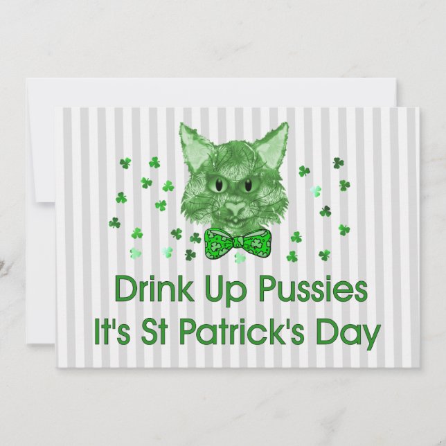 St patrick's day Skrappa katt Inbjudningar (Framsida)