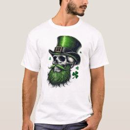 St. Patrick's Day Skull med Grönt Beard T Shirt