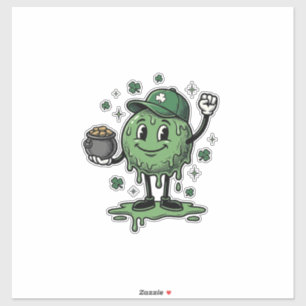 St Patricks Day Slime Maskot Vintage Vector Tröja_ Klistermärken