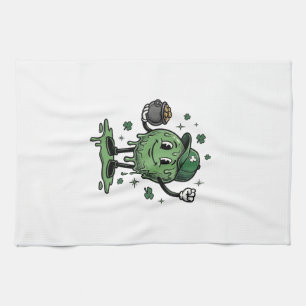 St Patricks Day Slime Maskot Vintage Vector Tröja_ Kökshandduk
