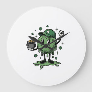 St Patricks Day Slime Maskot Vintage Vector Tröja_ Stor Klocka