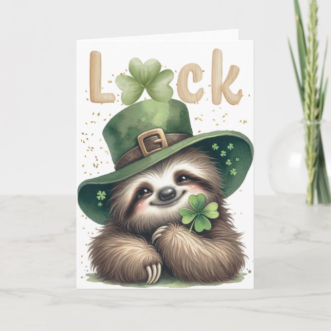 St patrick's day Sloth Four Löv Cover Kort (Framsida)