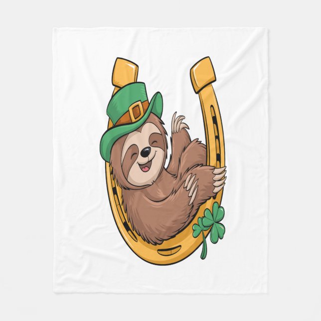St patrick's day Sloth Horseshoe Lucky Fleecefilt (Framsidan)