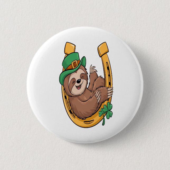 St patrick's day Sloth Horseshoe Lucky Knapp (Framsida)