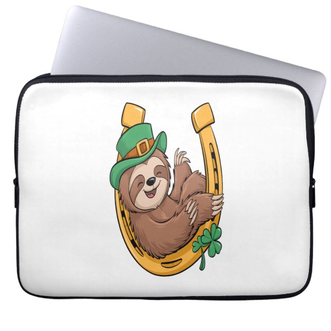 St patrick's day Sloth Horseshoe Lucky Laptop Fodral (Framsidan)