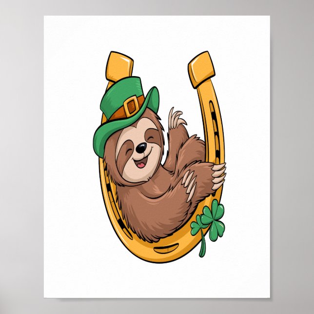 St patrick's day Sloth Horseshoe Lucky Poster (Framsidan)