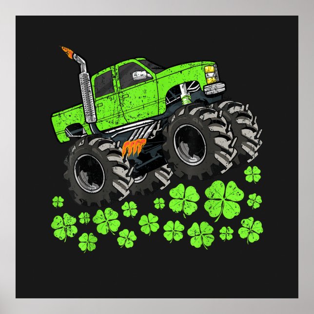 St Patricks Day Småbarn Lucky Monster Truck Poster (Framsidan)