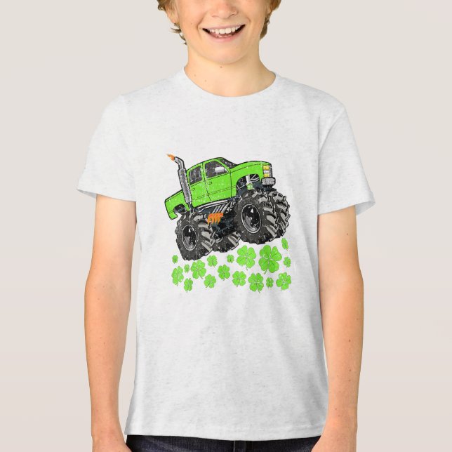 St Patricks Day Småbarn Lucky Monster Truck T Shirt (Framsida)
