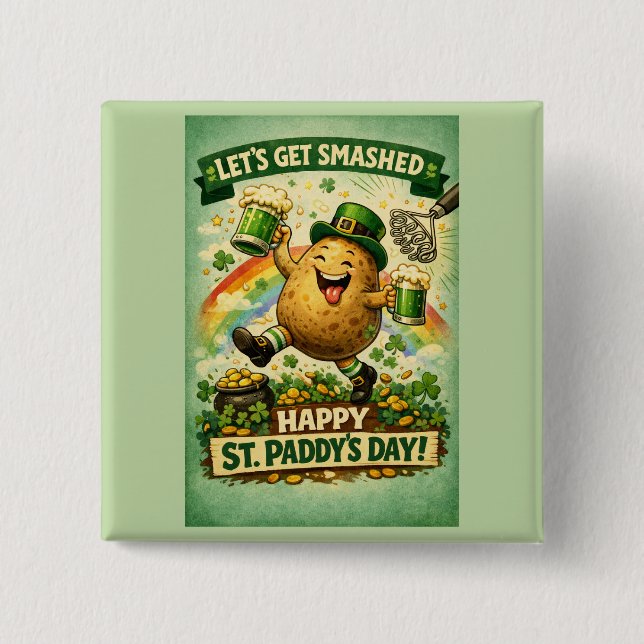St. Patricks Day Smashed Spud Rolig Knapp (Framsida)