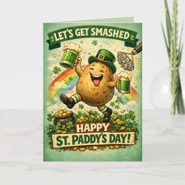 St. Patrick's Day Smulad Potatis Roligt Grattiskor Kort (Framsida)