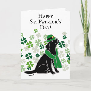 St. Patrick's Day Snyggt Black Labrador Klöver Kort