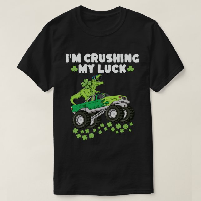 St patricks day som krossar mina Tur T Rex Lastbil T Shirt (Design framsida)