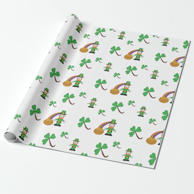 St patrick's day som slår in papper presentpapper (Utrullad)