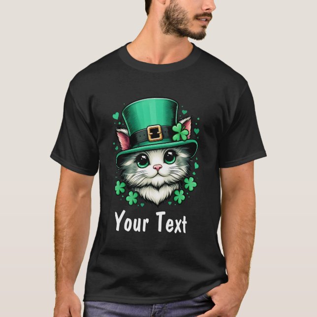 St Patricks Day Söt Irisk Kattälskare St Paddy Hat T Shirt (Framsida)