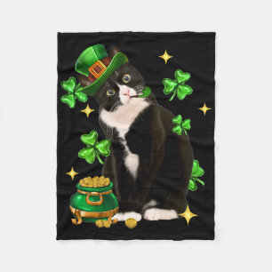 St Patricks Day Söt Smokingkatt Shamrock Irländsk Fleecefilt