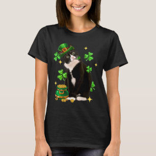 St Patricks Day Söt Smokingkatt Shamrock Irländsk T Shirt