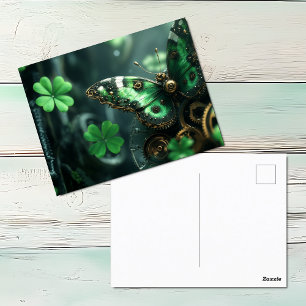 St. Patricks Day Steampunk Fjäril Helg Vykort