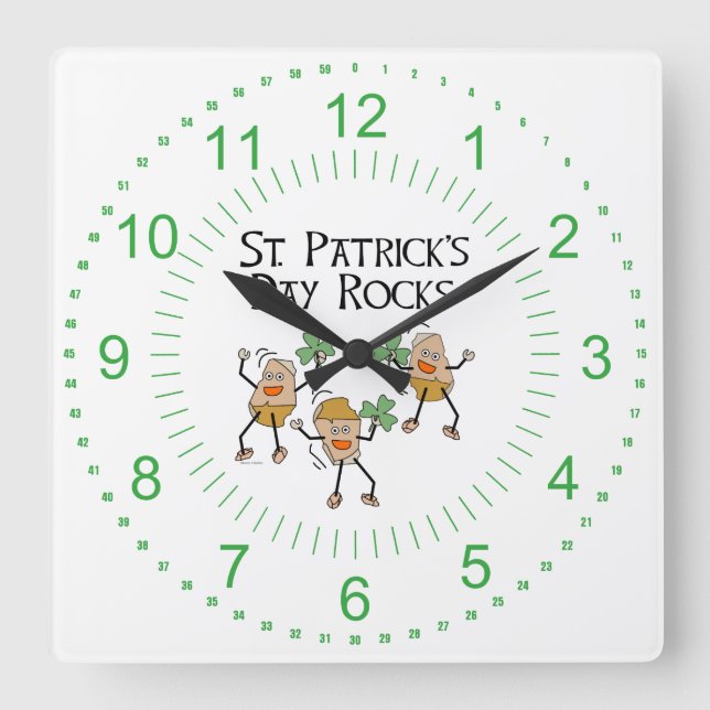 St. Patrick's Day Sten Fyrkantig Klocka (Framsida)