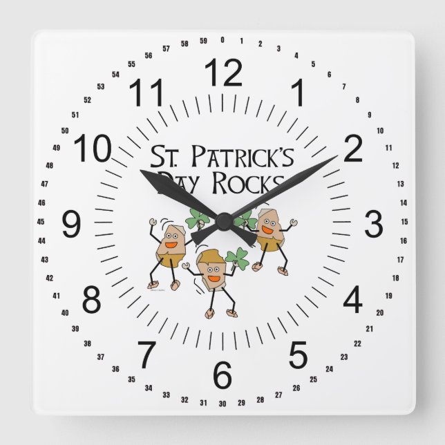 St. Patrick's Day Sten Fyrkantig Klocka (Framsida)
