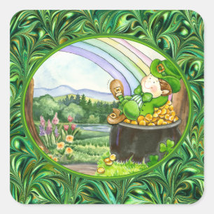 St. Patrick's Day Sticker Fyrkantigt Klistermärke