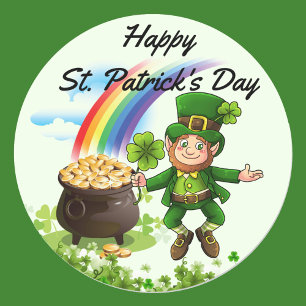 St. Patrick's Day Stickers Leprechaun Rainbow Runt Klistermärke