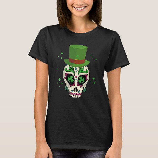 St Patricks Day Sugar Skull Saint Patricks Day of  T Shirt (Framsida)
