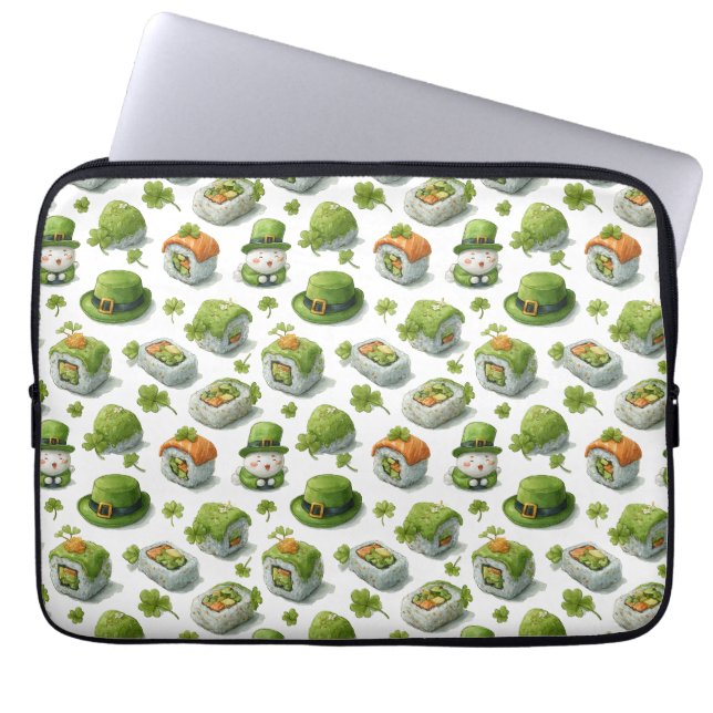 St. Patrick's Day Sushi-rullar & Shamrock Laptop Fodral (Framsidan)