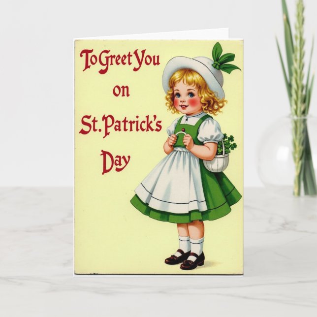 St Patricks Day Sweet Girl Card Kort (Framsida)