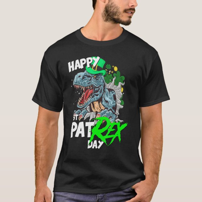 St Patricks Day T-Rex Happy Pat Rex Day Dinosaur T Shirt (Framsida)