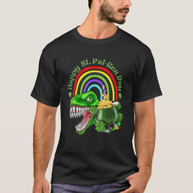 St. PATRICKS DAY T REX HAPPY ST PAREX DAY DINOSAUR T Shirt (Framsida)