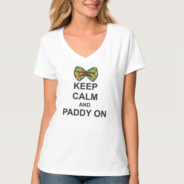St patricks day T-Shirt BEHÅLLA LUGN och PADDY ON  (Framsida)