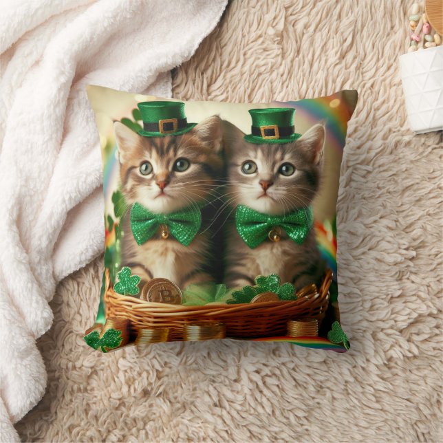 St. Patrick's day Tabbies Kudde (Filt)