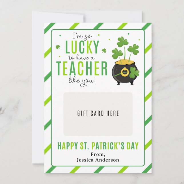 St. Patrick's Day Teacher Appreciation Gift Card Inbjudningar (Framsida)