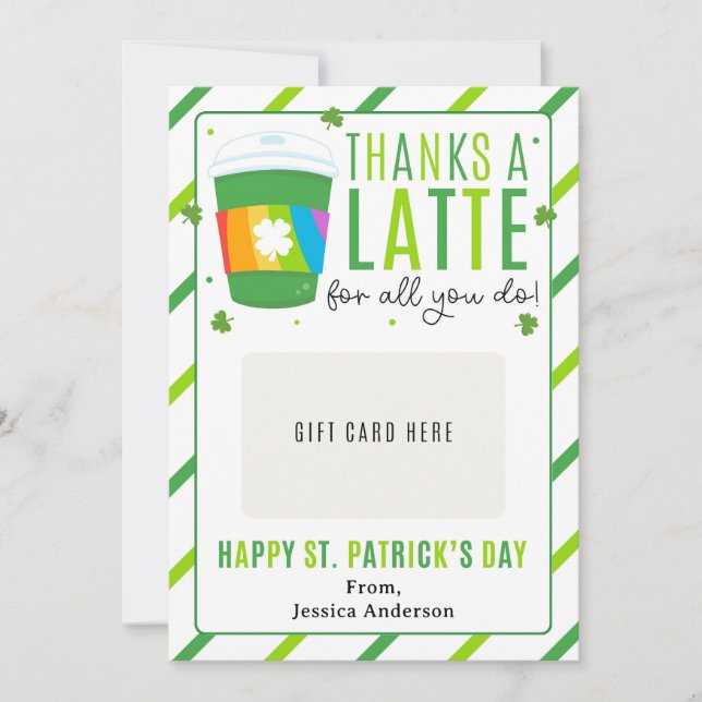St. Patrick's Day Teacher Coffee Gift Card Holder Inbjudningar (Framsida)