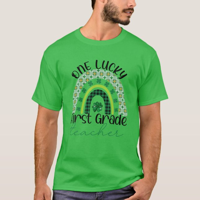 St patricks day Teacher One Lucky 1st Klass Teache T Shirt (Framsida)