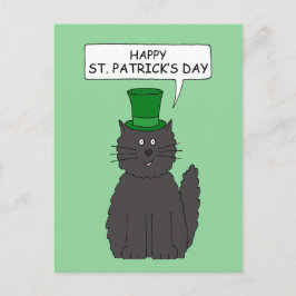 St patrick's day Tecknad Katt i en hatt Vykort