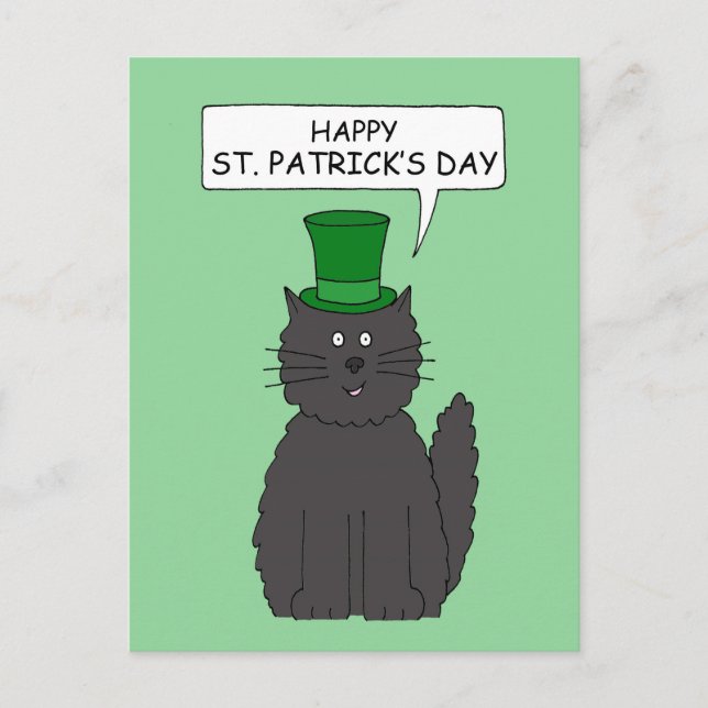 St patrick's day Tecknad Katt i en hatt Vykort (Framsida)